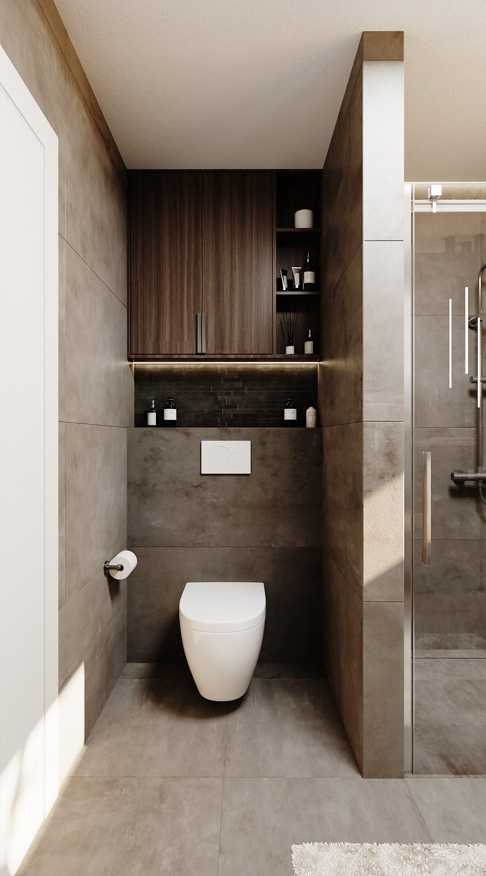 Závěsné WC a skříňka v dekoru ořechu